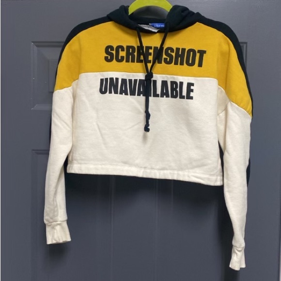 Zara Screenshot Unavailble Graphic Hoodie color blocked icream gold and black sm - Picture 1 of 8